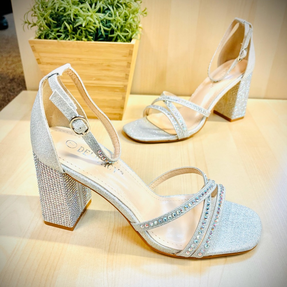 Silver rhinestone Heels
